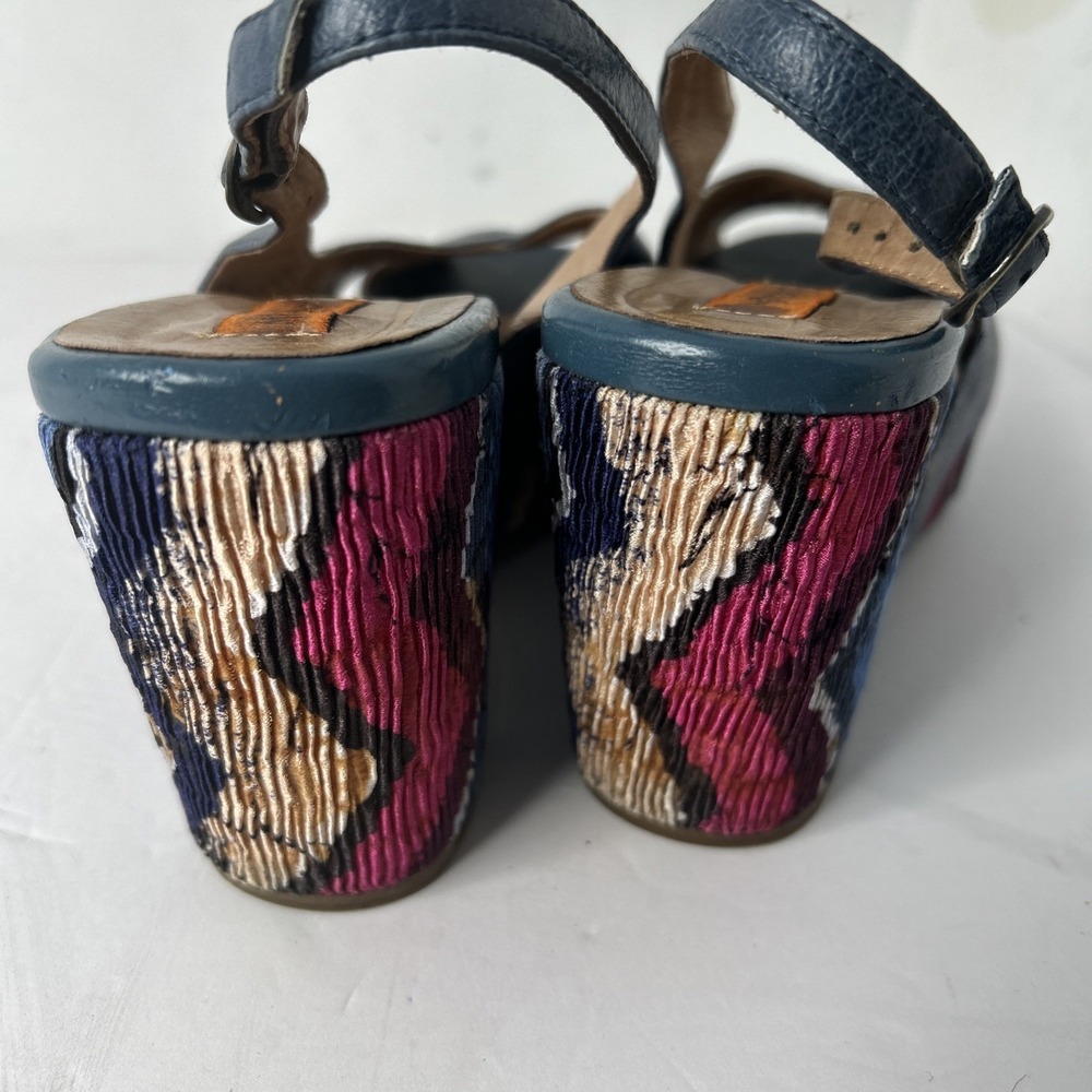Miz Mooz Women's Blue Leather Multicolor Platform Sandals Sz EU 41 US 8-8 1/2 - Picture 5 of 15
